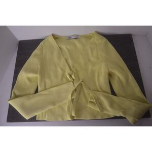 Zara Women’s Medium Yellow Ribbed Wrap Tie Top